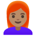 woman, medium skin tone, red hair